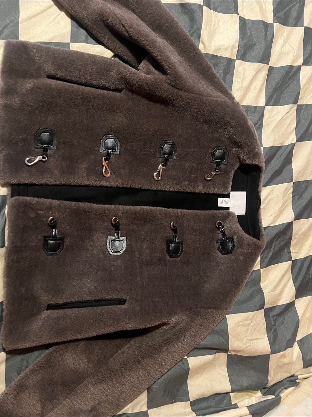 Plush Toggle Faux Fur Coat - Brown - H&M